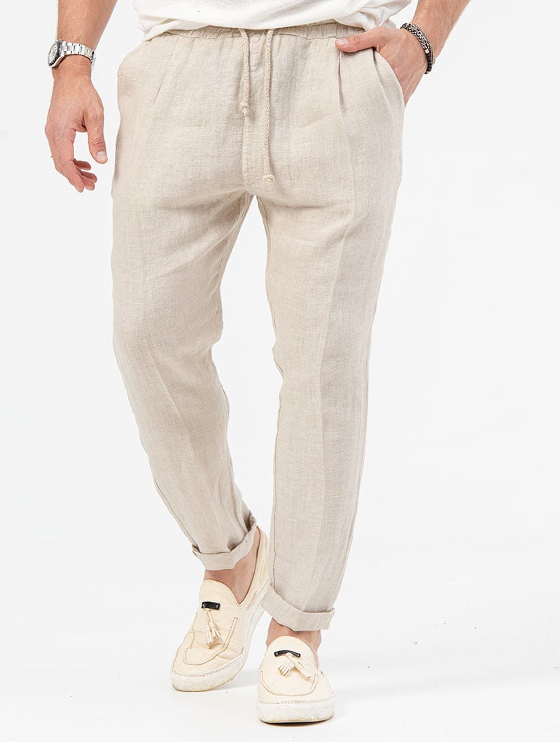 EZRA CASUAL PANTS IN BEIGE