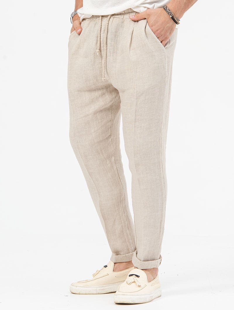 EZRA CASUAL PANTS IN BEIGE