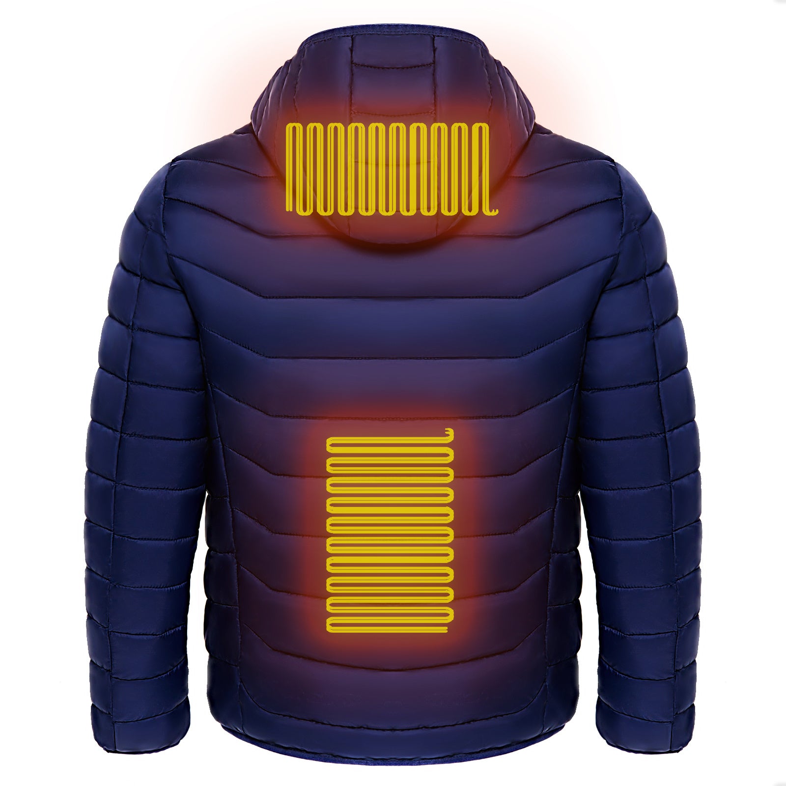 Beheizte Pufferjacke für Herren, elektrischer Heizmantel, isolierte Kapuze, Windjacke, 9 Heizzonen