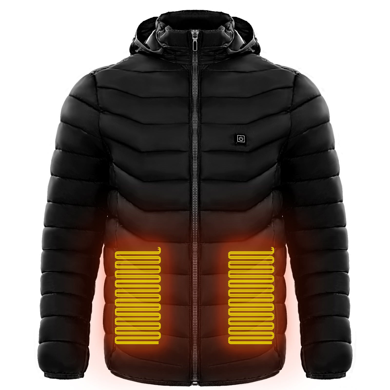 Beheizte Pufferjacke für Herren, elektrischer Heizmantel, isolierte Kapuze, Windjacke, 9 Heizzonen