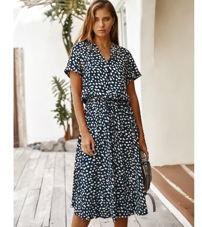 Emily - Polka Dot Print Short Sleeve Dress