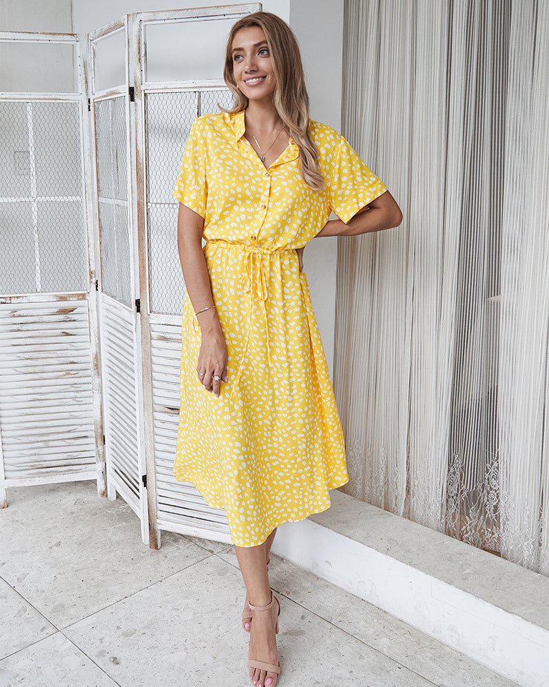 Emily - Polka Dot Print Short Sleeve Dress